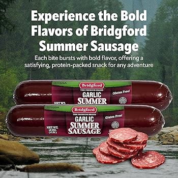 Bridgford Garlic Premium Summer Sausage, 16oz - Shelf-Stable, Gluten-Free Snack
