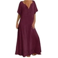 thumbnail image 2 of Fankiway Robes Longues en Dentelle à Manches Courtes et Col en V Décontractées pour Femmes Grande Taille en Solde Robes d'Été pour Femmes Manches Courtes, 2 of 6