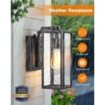 thumbnail image 3 of VIANIS Large Outdoor Wall Light Fixtures,Dusk to Dawn Outdoor Wall Lanterns,Anti-Rust Wall Mounted Lighting with Glass Shade, Black Wall Lamp with E26 Socket for Porch, 2 Pack, 3 of 7