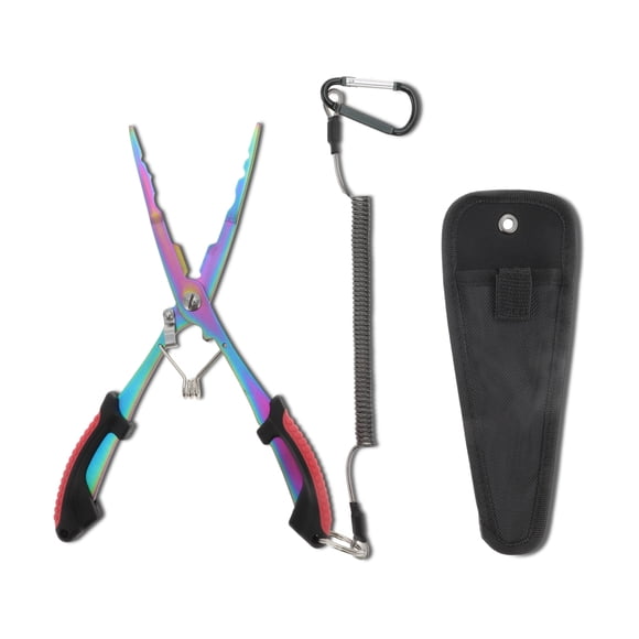 Alicates de Pesca de Acero Inoxidable Alicates de Punta de Aguja para Pesca de Agua Dulce Herramienta de Pesca Versátil con Mango Antideslizante Rojo 1 Juego