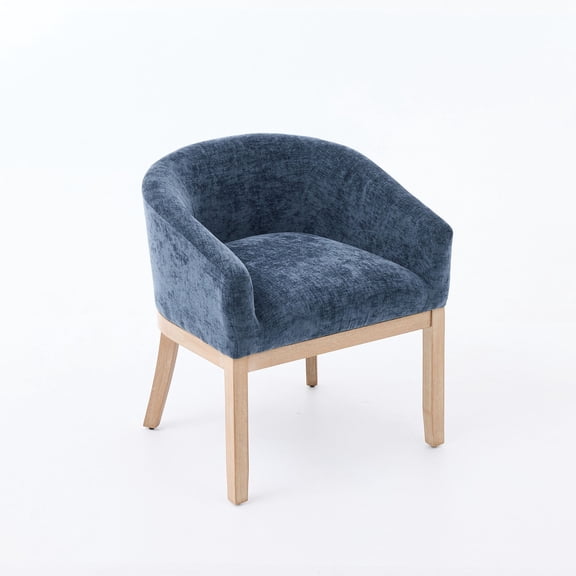 S-HOME Mid Century Barrel Dining Chairs With Natural Hardwood Frame And Linen Upholstery 19 Inch Accent Chair