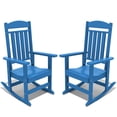 thumbnail image 4 of FOOWIN Patio Slat Rocking Chair Set of 2, HDPE Plastic Weather Resistant Porch Rocker, Pacific Blue, 4 of 10