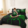 thumbnail image 3 of Manfei Football Sport Full Size Bedding Sets, Gradient Lightning Full Size Bed in a Bag, Royal Blue Crack Glow, Black Reversible 7pcs, 3 of 6