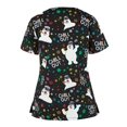 thumbnail image 2 of Pntutb Blusa de manga corta con cuello en V para mujer, uniforme de trabajo, blusa de Acción de Gracias de Navidad Pntutb Pntutb-6255, 2 of 3
