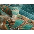 thumbnail image 4 of Ambesonne Nautical Quilted Bedspread Set 3 Pcs, Teal Ocean Whale Turtle, Queen Size, Teal Ecru and Pale Cinnamon, 4 of 5