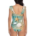 thumbnail image 6 of Yiaed Starfish And Seashell Print Women's Ruffled One Piece Swimsuit V Neck Swimwear Slimming Monokini for Woman-Medium, 6 of 8