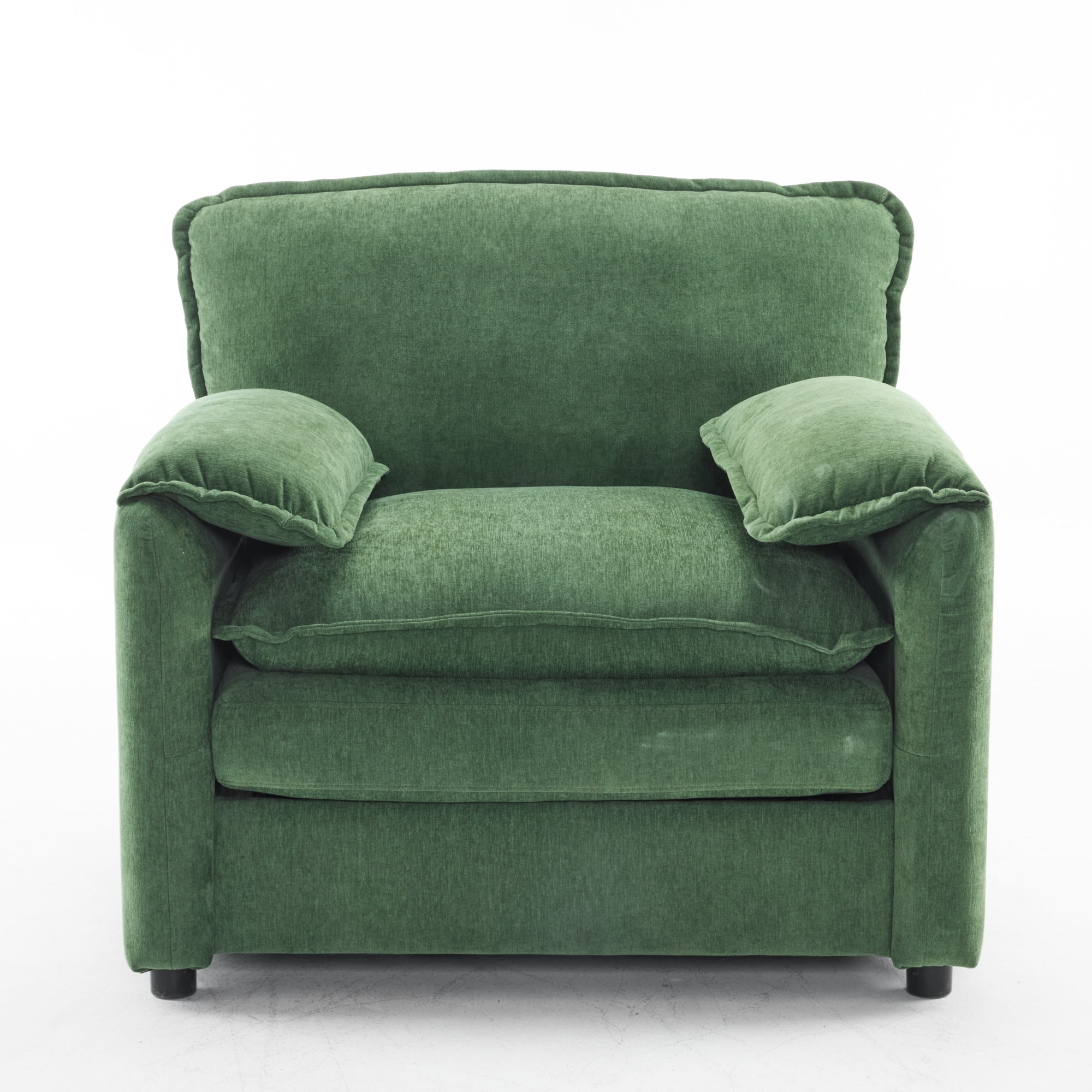 Oversized Chenille Armchair, 38" Upholstered Accent Chair with Thick Comfort Cushions and High Back for Living Room, Bedroom, Office,Green