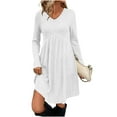 thumbnail image 3 of Bovxnpu Women Long Sleeve Dresses Plus Size Dresses, Long Sleeve Dress for Women Sweater Dress V Neck Empire Waist Tunic Dress Fall Dresses Women Casual Dress with Pockets Spring Fall Outfits, 3 of 9