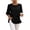 Black, variant on Womens Tops Fashion Cotton Round Neck Loose Three Quarter Sleeves Top