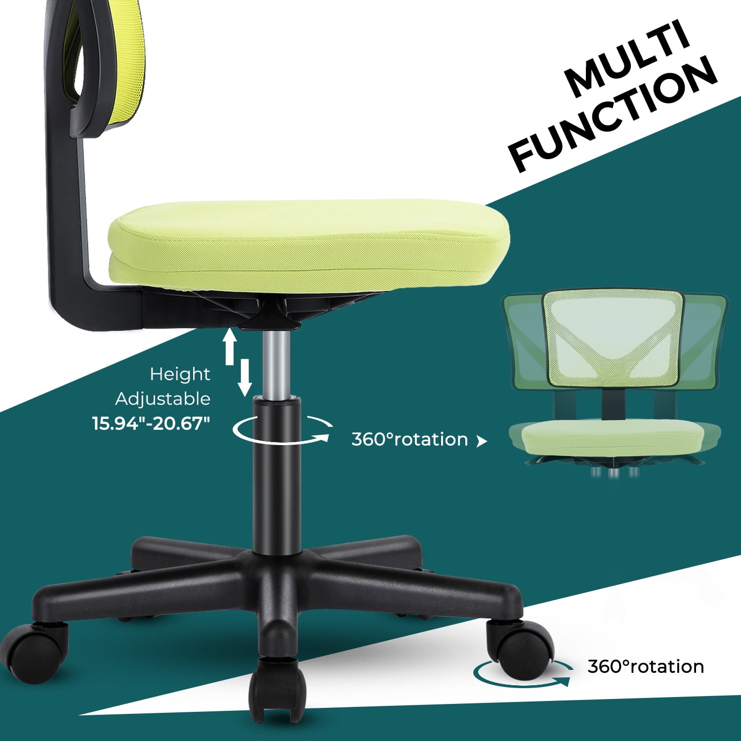 Aukfa Desk Chair Home Office Chair with Lumbar Support, Black,