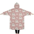thumbnail image 2 of Oversized Wearable Blanket Hoodie,Cute Ghost Halloween Pattern Sherpa Blanket Hoodie with Super Pockets,Super Warm Fuzzy Pullover for Women & Men, 2 of 6