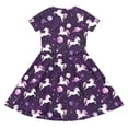 thumbnail image 3 of WOYY Girls Cute Short Sleeve Dress Casual Cartoon Crewneck Midi Dress, Purple, Sizes 4-14, 3 of 5