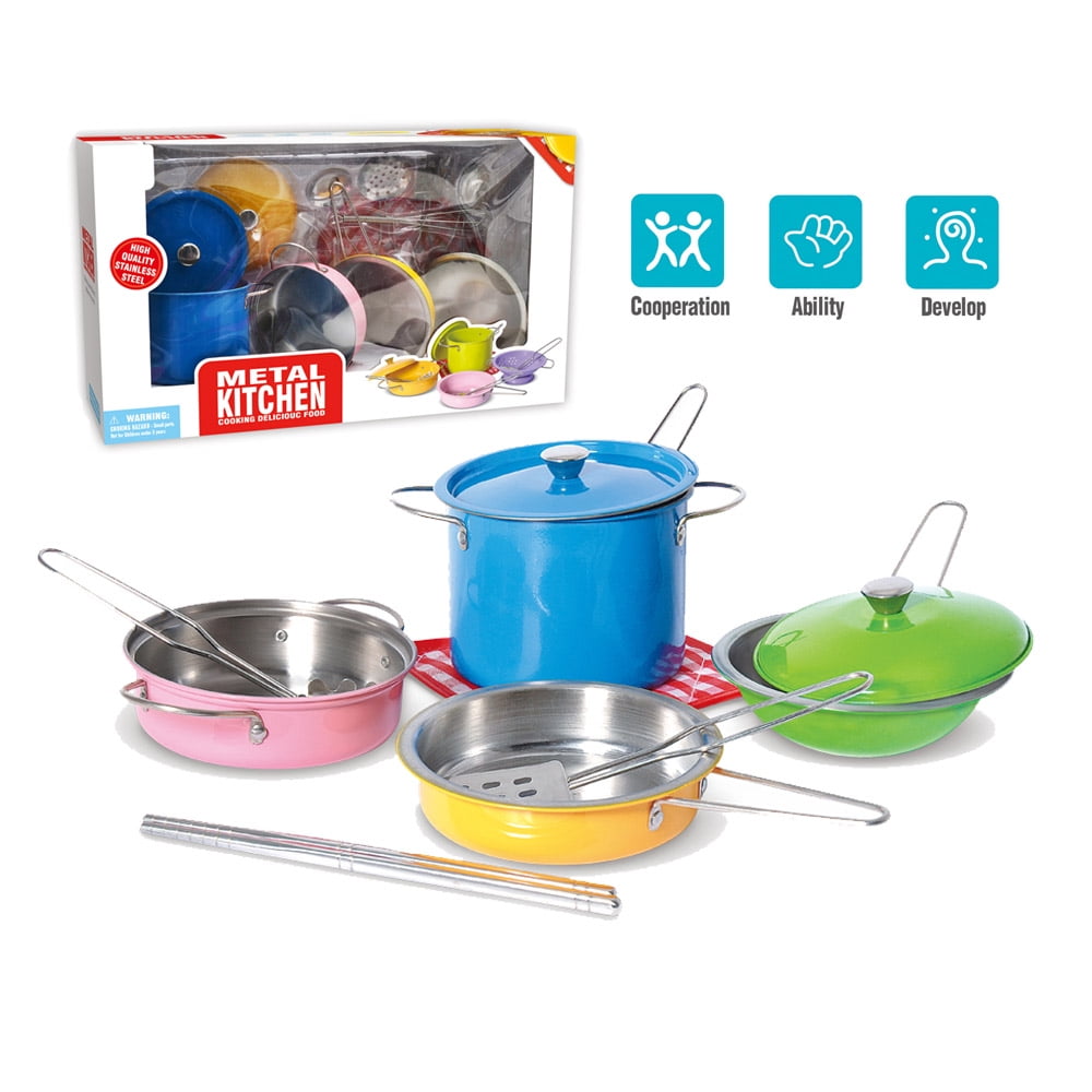 Mundo Toys Stainless  Steel  Kitchen  Set  and Food Play 