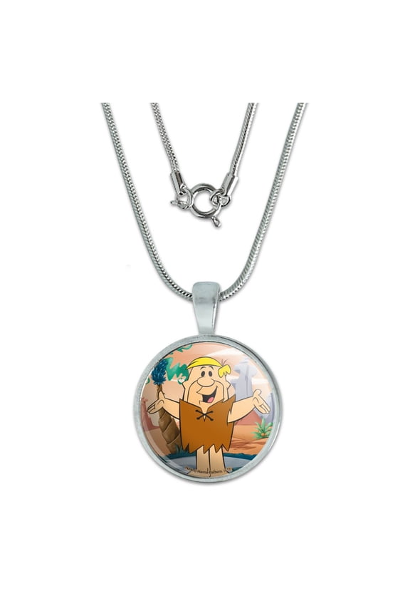 The Flintstones Barney Character 0.75" Pendant with Sterling Silver Plated Chain