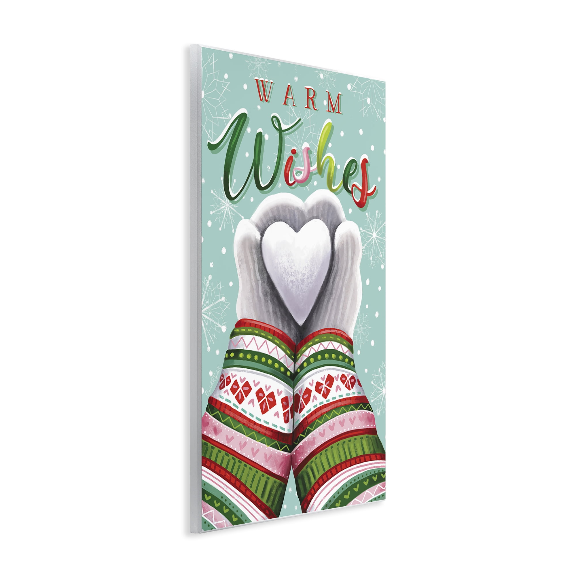 Stupell Industries Warm Wishes with Heart Holiday Painting Unframed Art Print Wall Art, 13 x 19