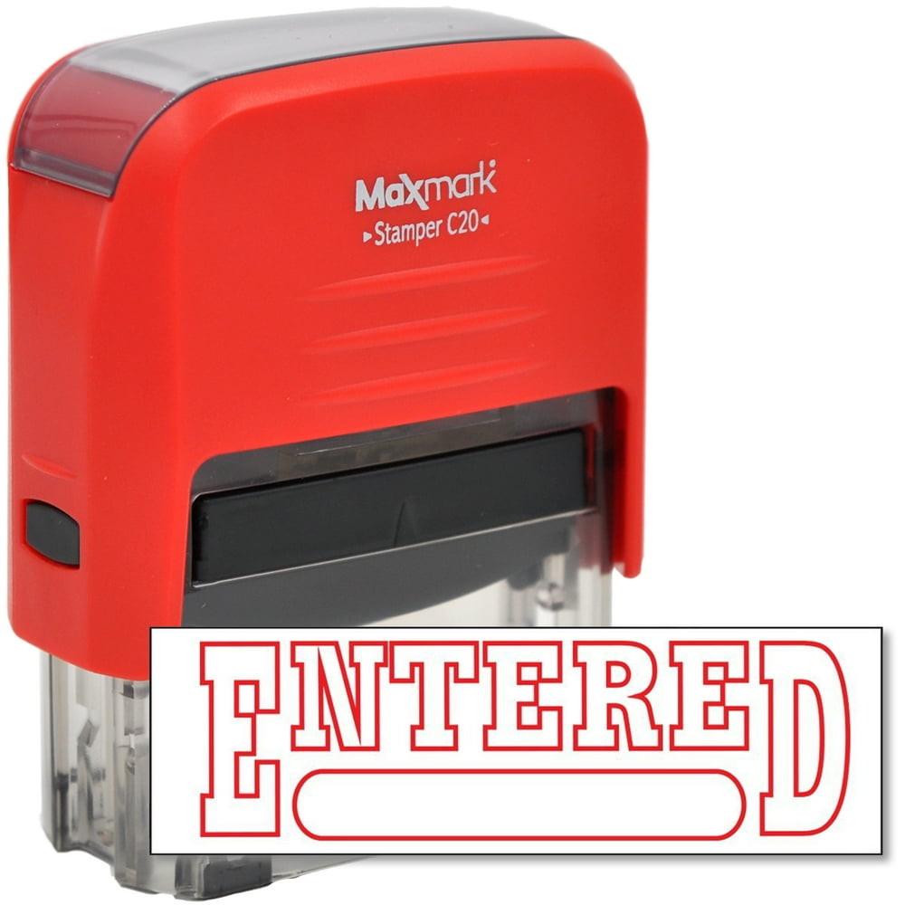 ENTERED Self Inking Rubber Stamp with Red Ink - Walmart.com - Walmart.com
