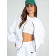thumbnail image 4 of Women'S 2 Piece Outfits Oversized Casual Zip Up Long Sleeve Sweatshirt with Wide Leg Sweatpants White XXL, 4 of 9