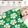 thumbnail image 3 of COMIO Happy St Patrick' s Day Throw Blankets, Lucky Green Four Leaf Clover Gold Pattern Warm Cozy Bed Couch Blanket, Light Creen White Flannel Blanket and Throws to Decorate the Room and Bedroom, 3 of 6