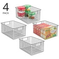 thumbnail image 2 of mDesign Metal Wire Food Organizer Basket, Built-In Handles, 4 Pack, Dark Gray, 2 of 9