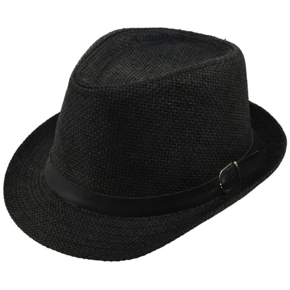 Unisex Casual Straw Panama Fedora Sun Hat with Band