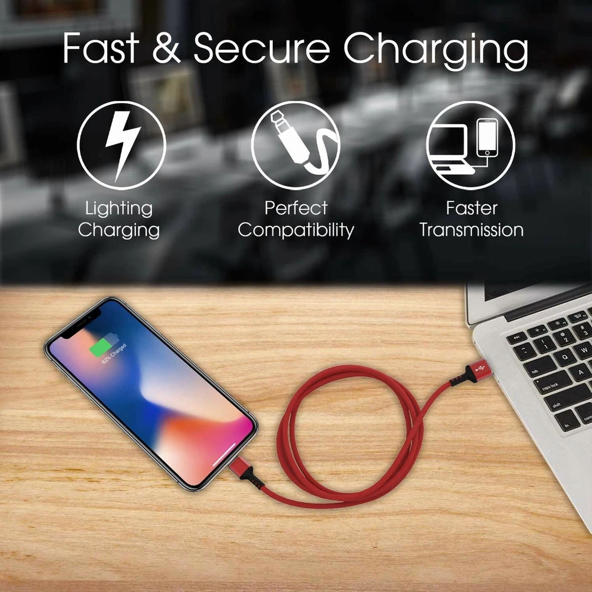 PRIME- Boost 6Ft Phone Charger Charging Cord Nylon Braided Usb Power Cable, Fast Charge