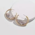 thumbnail image 4 of Matte Gold Circle Hoops Tortoise Shell Acrylic Half Round Hoop Women Earrings, 4 of 5