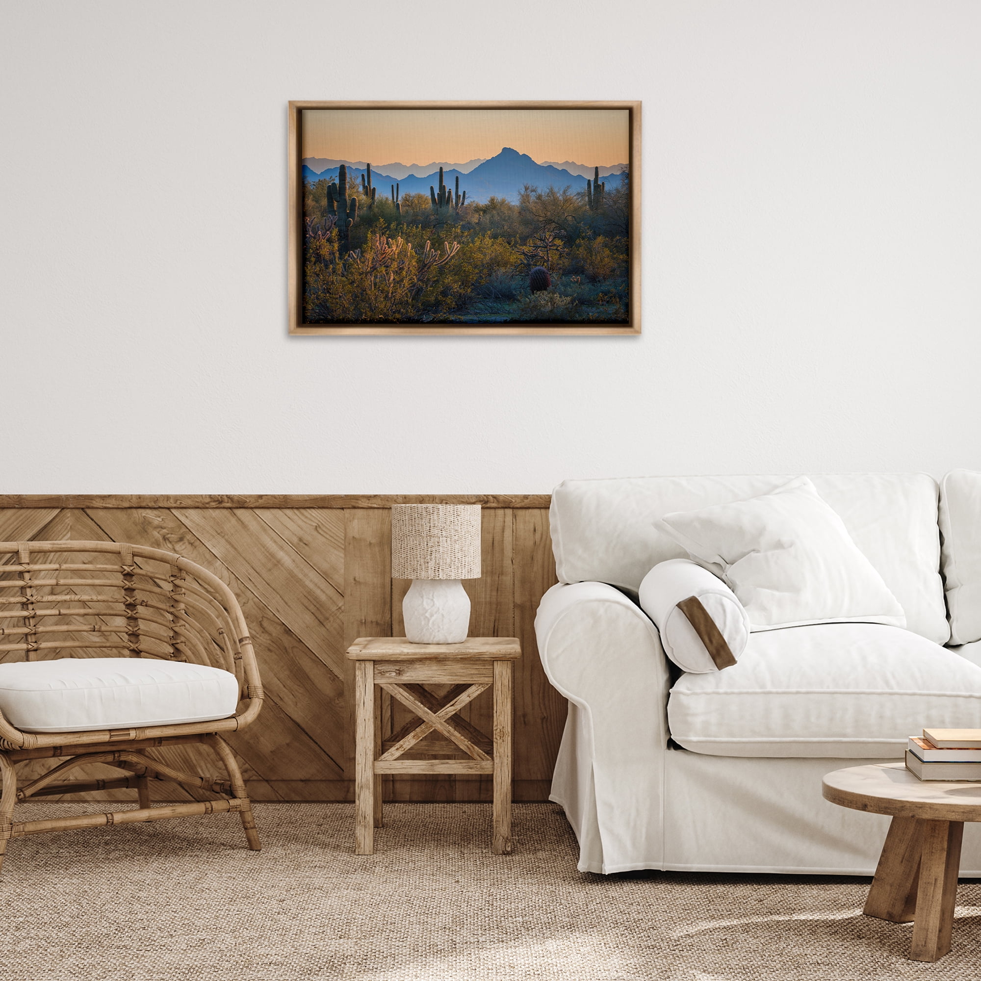 Stupell Industries Contrasting Desertscape Scene Landscape & Nature Photography Brown Floater Framed Canvas Art Print Wall Art, 31 x 21
