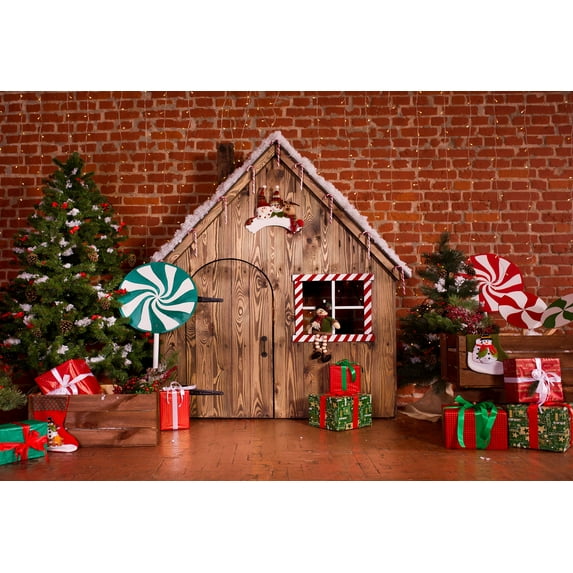 Kate 10x8ft Christmas Backdrops for Photography Gingerbread House Backdrop Xmas Party Photo Backdrop Wooden House Photo Studio Props