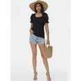 thumbnail image 4 of Women's Basic Summer T-Shirt - Square Neck Short Sleeve Top, Casual Comfort Fit, 4 of 6
