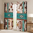 thumbnail image 2 of Patchwork Cowhide Blackout Curtains Bohemian Exotic Geometry Western Curtains 2 Panels 38"Wx54"L,Tribe Arrow Aztec Curtains & Drapes Farm Animals Bull Cow Print Farmhouse Decor, 2 of 6