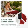 thumbnail image 4 of Round Outdoor Tablecloth with Umbrella Hole and Zipper, Red Coastal Beach Tablecloth with Elastic Waterproof, Farmhouse Abstract Ocean Waves Striped Patio Table Covers for 45" - 54" Pool Tables, 4 of 9