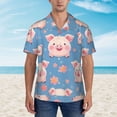 thumbnail image 2 of Susaid Cute Pig Flowers Print Short Sleeve Shirts Button Down Casual Shirts Summer Beach Aloha Button Down Short Sleeve for Men ,X-Large, 2 of 7