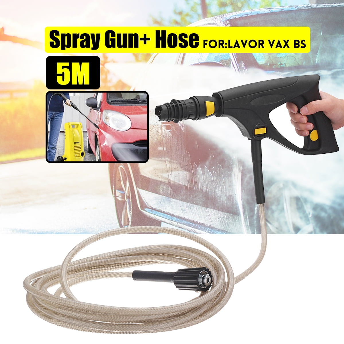 5M High Pressure Washer Spray Gun Tube Trigger Jet Lance Clean For