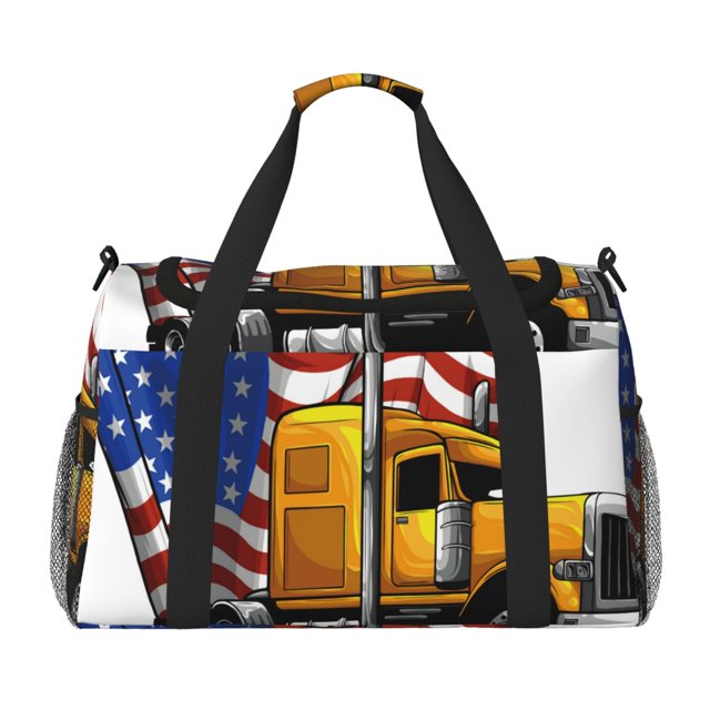 Balery American Truck Bolsa de Gimnasio para Mujeres, Bolsa de Viaje con Bolsillo Húmedo, Bolsa de Fin de Semana para Mujeres, Bolsa de Viaje Resistente al Agua
