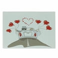 thumbnail image 1 of Wedding Cutting Board, Newlywed Couple in Vintage Car with Heart Shaped Balloons Drawing Art Print, Decorative Tempered Glass Cutting and Serving Board, Small Size, Red Taupe White, by Ambesonne, 1 of 1
