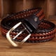 thumbnail image 2 of Sonducket Cinturón vintage trenzado para hombres Cinturón casual con hebilla tejida ajustable de cuero de primera calidad para correa de jeans Cinturones Marrón claro, 2 of 6