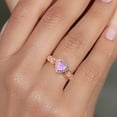 thumbnail image 4 of Gem Stone King 18K Rose Gold Plated Silver Simulated Pink Opal and White Moissanite Halo Ring for Women | 0.93 Cttw | Heart Shape 6MM | Gemstone October Birthstone | Size 5, 4 of 6