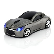 GJX Wireless Mouse, 2.4GHz Car Shape Mouse, Optical Cordless Mice with USB Receiver for PC Laptop Computer, Gray