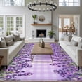 thumbnail image 3 of Purple Lavender Area Rugs 8'x10', Washable Small Throw Rugs for Living Room Patio, Spring Watercolor Wildflowers Plant Plaid Indoor Outdoor Rug Non-Slip Low Pile Carpet Runner Reversible Floor Mats, 3 of 8