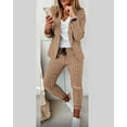 thumbnail image 3 of ZOELNIC Women's Plaid Business Suit Set - 2 Piece Office Outfit with Slim Fit Blazer & Pants, Open Front Professional Work Suit, Comfort Workwear, 2XL, 3 of 3