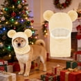 thumbnail image 4 of Adjustable Knitted Dog Hat for Medium Large Dogs - All Season Soft Beanie with Sun Brim for Walking Protection, Beige, 4 of 7