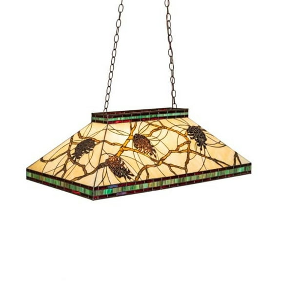 Meyda Tiffany 16689 Pinecone Mission 3 Light 39" Wide Linear Pendant - MultiColor