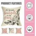thumbnail image 3 of Hello Spring Pink Decorative Throw Pillow Covers 18 x 18 Set of 4, Bloom Daisy Flower Leaves Porch Patio Outdoor Pillowcase, Floral Seasonal Sofa Couch Cushion Case Home Decor, 3 of 6