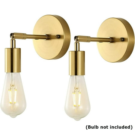

CNKOO 2 Pcs Brushed Brass Wall Sconce Vintage Industrial Wall Lamp Pole Wall Mount Lighting Fixture Gold