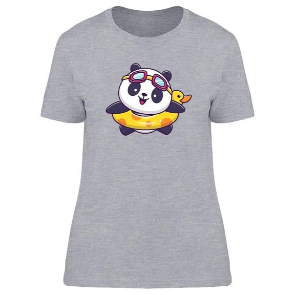 Cute Panda Swimming Design T-Shirt Women -Image by Shutterstock, Female Large