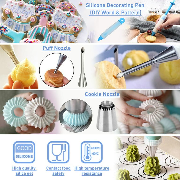 254 Pcs Cake Decorating Supplies Cake Decorating Kit Cake Baking Set with Turntable, Piping Tips, Scraper, Spatula