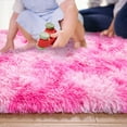 thumbnail image 7 of Junovo Fluffy Oval Rug Soft Tie Dye Area Rugs Shaggy Colorful Carpet Plush Bedside Carpet for Teen Dorm Baby Nursery,2.6 x 5.3ft,Pink, 7 of 7