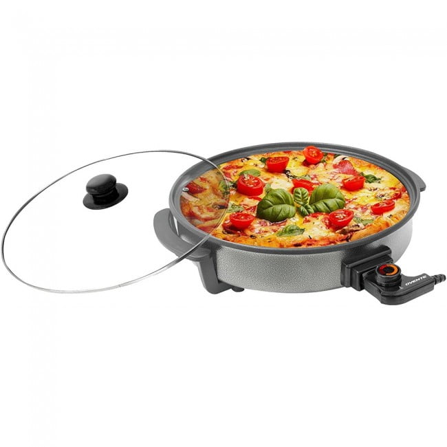 Ovente Round Electric Frying Pan Skillet, Granite with Tempered Glass