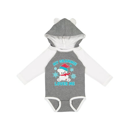 

Inktastic Polar Bear My Grammie Loves Me in Santa Hat with Snowflakes Gift Baby Boy or Baby Girl Long Sleeve Bodysuit