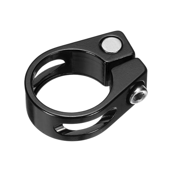 Uxcell Bike Seat Post Clamp, 28.6mm Aluminum Alloy Bicycle Seat Post Clamp Quick Release Tube Clip for 25.4mm Mountain Road Bike Tube, Black